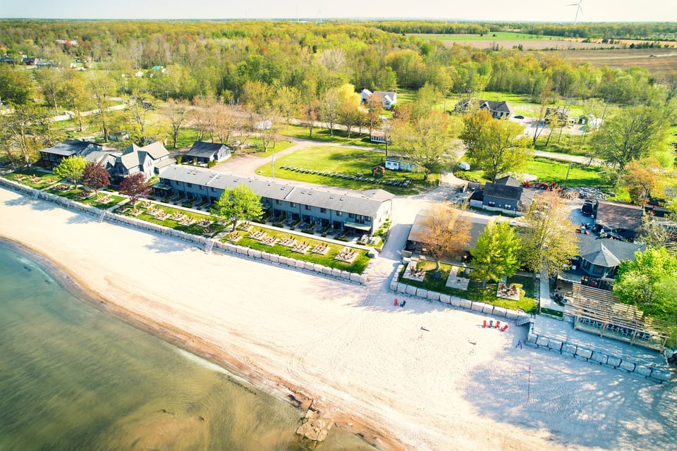 Aerial view of The Long Beach Resort and its shoreline