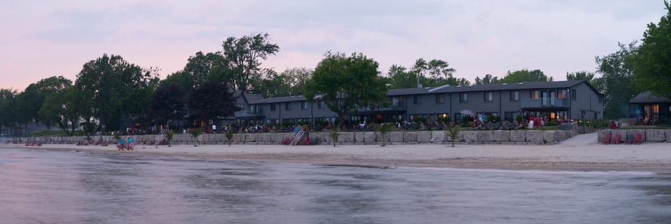Panorama of The Long Beach Resort shoreline at dusk