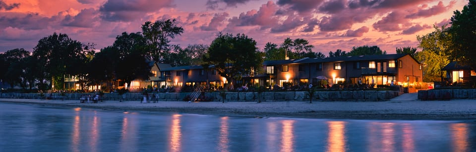 Panoramic sunset view over Long Beach Resort
