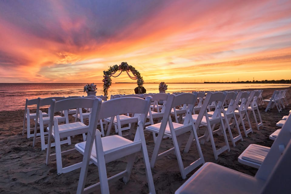 A sunset wedding at Long Beach Resort